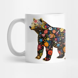 Abstract Floral Bear Silhouette Mug